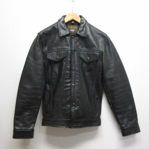 【中古】バンソン VANSON 美品 本革 レザー ジャケット ブルゾン 34 黒 ブラック スナップボタン 裏地付き USA製 メンズ