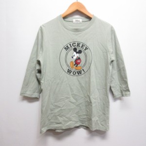 【中古】ディズニー Disney ミッキーマウス 七分袖 Tシャツ M グリーン レディース