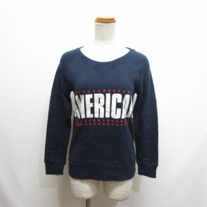 【中古】トミーガール tommy girl 長袖 スウェット プルオーバー S ネイビー トレーナー 日本製 正規品 レディース