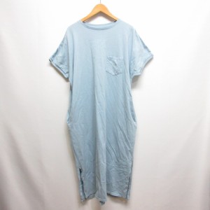 【中古】ノースフェイス パープルレーベル NTW3115N 半袖 ロング ワンピース M ブルー 5.5oz H/S Crew Neck Dress 