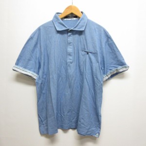 【中古】インターメッツォ INTERMEZZO 半袖 ポロシャツ 2L 大きいサイズ ブルー 薄手 日本製 メンズ