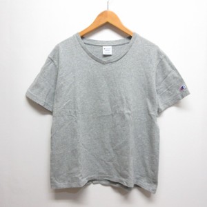 【中古】チャンピオン CHAMPION 半袖 Tシャツ Vネック ベーシック コットン M グレー CW-M323 レディース