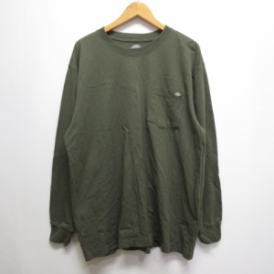 【中古】未使用品 ディッキーズ Dickies 長袖 ポケット Tシャツ L カーキ カットソー ロンT メンズ