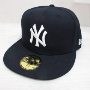 【中古】未使用品 ニューエラ NEW ERA 59FIFTY ニューヨーク ヤンキース キャップ 帽子 7 3/8 58.7cm ネイビー メンズ