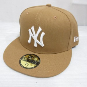 【中古】未使用品 ニューエラ NEW ERA 59FIFTY ニューヨーク ヤンキース キャップ 帽子 7 3/8 58.7cm ベージュ メンズ