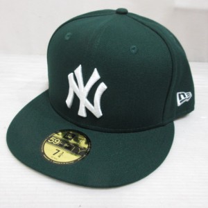 【中古】未使用 ニューエラ NEW ERA 59FIFTY ニューヨーク ヤンキース キャップ 帽子 7 3/4 61.5cm 緑グリーン メンズ