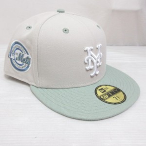 【中古】未使用品 ニューエラ 59FIFTY ニューヨーク メッツ ベースボール キャップ 帽子 7 5/8 60.6cm ライトグレー