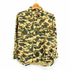 【中古】アベイシングエイプ A BATHING APE カモフラ 迷彩柄 長袖 シャツ  イエローカモ S メンズ