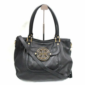 【中古】トリーバーチ TORY BURCH  2WAY レザー ハンド ロングショルダーバッグ  斜めがけ 黒 ブラック レディース