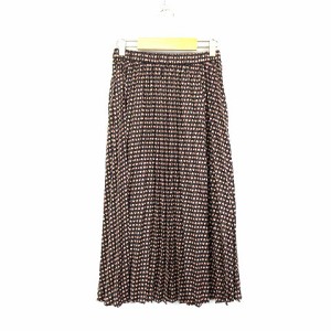 【中古】ロペピクニック ROPE Picnic アポロ my style 総柄 ロング プリーツ スカート ウエストゴム 紺 38 