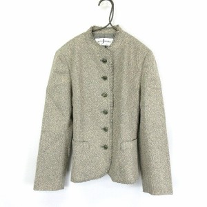 【中古】ジェーンモア JANE MORE シルク ウール混 スタンドカラー ジャケット グレー ９ レディース