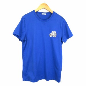 【中古】モンクレール MONCLER E20918032500 8390Y  胸ロゴ ワッペン 半袖 Tシャツ 青 ブルー M メンズ