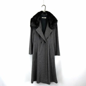 【中古】ジルサンダー JIL SANDER ファー襟 ロングコート グレー  レディース