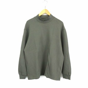 【中古】ユニクロ UNIQLO Uユー モックネック プルオーバー  カットソー 長袖 カーキ L メンズ