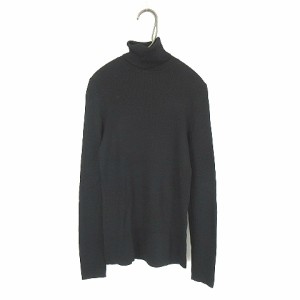 【中古】ユニクロ UNIQLO エクストラファイン メリノ リブ タートルネック ニット セーター 長袖 黒  L レディース