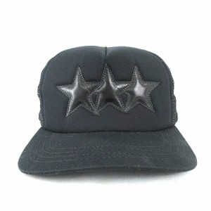 【中古】クロムハーツ CHROME HEARTS TRUCKER CAP 3 STARS 3 スターパッチ トラッカー メッシュ キャップ 帽子 黒 