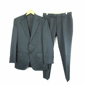 【中古】ヒューゴボス HUGO BOSS THE JAM  SHARP コットン ストレッチ シングル スーツセットアップ 黒 ブラック 48  