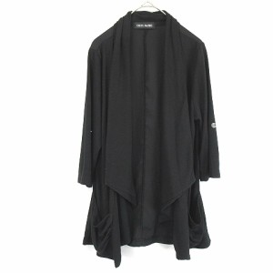 【中古】セシルマクビー CECIL McBEE レーヨン混 切替  ストレッチ カーディガン 五分袖 黒 ブラック M レディース