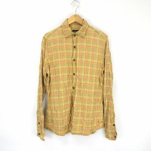 【中古】フルカウント FULLCOUNT 長袖 コットン チェックシャツ 黄色ベース 40 メンズ