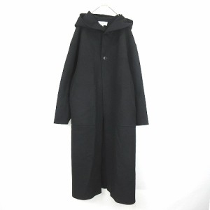 【中古】ハイク HYKE MELTON HOODED WORK COAT メルトン ウール フードコート 黒 ブラック 1 レディース