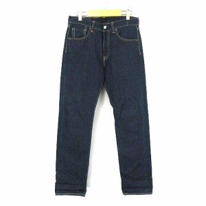 【中古】リーバイス Levi's 501牛革パッチ 濃紺デニム パンツ ジーンズW30L34 メンズ