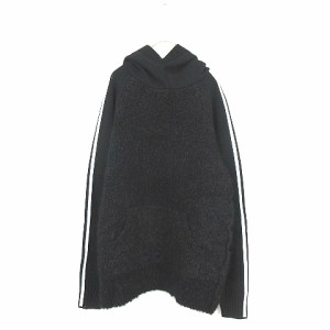 【中古】タオ コムデギャルソン TAO COMME des GARCONS ウール ニット 切替スリーブ パーカーM黒ブラック レディース