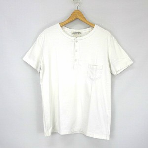 【中古】レミレリーフ REMI RELIEF ヘンリーネック 半袖 ポケット Tシャツ カットソー  白 ホワイト系 XL メンズ