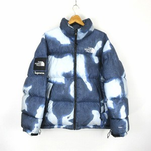 【中古】シュプリーム SUPREME 21AW THE NORTH FACE Bleached Denim Print Nuptse Jacket L ヌプシ ジャケット ダウン ☆AA★ メンズ