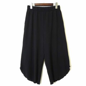 【中古】エイチ&エム H&M パンツ イージーパンツ ガウチョ 裾 メロウ フリル ストレッチ S 黒 ブラック レディース