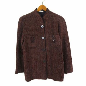 【中古】SERRANO セラーノ ジャケット スタンドカラー ツイード ウール リング装飾 長袖 L 11 茶 ブラウン 黒