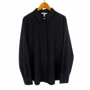 【中古】エイチ&エム H&M シャツ ブラウス 比翼ボタン とろみ 落ち感 長袖 M 黒 ブラック レディース