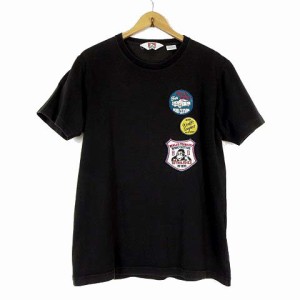 【中古】ベンデイビス BEN DAVIS Tシャツ カットソー 半袖 ヘビーコットン ロゴ ワッペン 刺繍 L 黒 ブラック メンズ