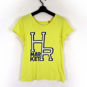 【中古】ハリウッドランチマーケット Tシャツ カットソー 半袖 ロゴ ヴィンテージ プリント S 黄色 レモンイエロー