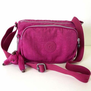 【中古】キプリング KIPLING バッグ ショルダーバッグ ナイロン ロゴ 赤紫 レッドパープル かばん 鞄 カバン 