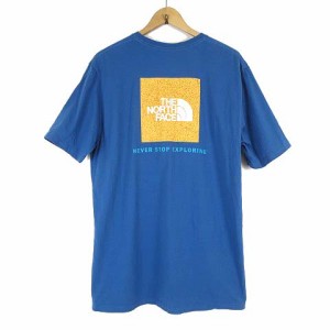 【中古】ザノースフェイス THE NORTH FACE Tシャツ カットソー 半袖 ロゴ プリント L 青紺 ネイビーブルー メンズ