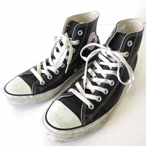 【中古】コンバース オールスター LEA ALL STAR HI 1B908 オールレザー スニーカー シューズ 28.0cm 黒 ブラック