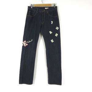 【中古】カールヘルム Karl Helmut デニムパンツ ジーンズ ロゴ ワッペン ストレート L インディゴブルー メンズ