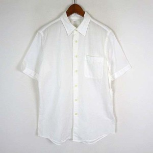 【中古】ユニクロ UNIQLO シャツ リネンコットンシャツ 綿麻 半袖 M 白 ホワイト メンズ
