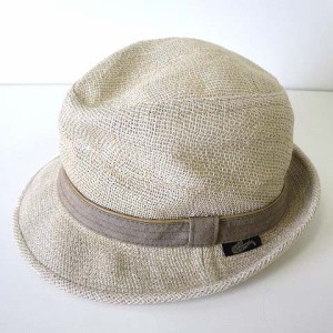 【中古】カントリー COUNTRY HAT＆CAP マツイハット ハット 中折れ帽 ぼうし 帽子 リネン 麻 M アイボリー 日本製
