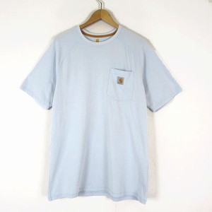 【中古】カーハート carhartt FORCE Tシャツ ロゴ ポケットT レギュラーフィット オーバーサイズ 半袖 L 水色