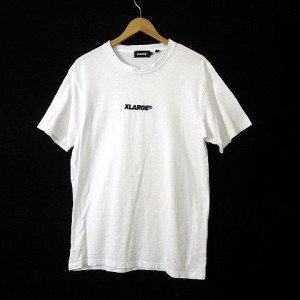 【中古】エクストララージ X-LARGE Tシャツ ロゴ 刺繍 コットン クルーネック 半袖 M 白 ホワイト メンズ