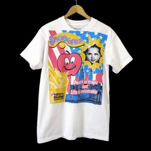 【中古】スタックス STACKS Tシャツ カットソー 半袖 キャラクター フォト プリント M 白 ホワイト 青 ピンク 黄色