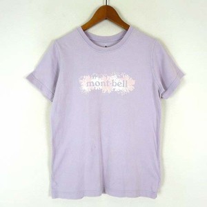 【中古】モンベル Montbell Tシャツ カットソー 花柄 フラワー ロゴ プリント コットン 半袖 M ラベンダー