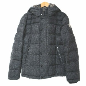 【中古】モンクレール MONCLER 美品 ダウンジャケット GUYENNE ギエンヌ ヘリンボーン カモフラ 1 S グレー ブラック 