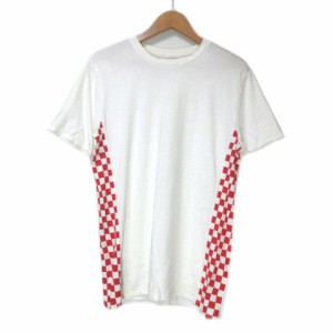 【中古】ビズビム VISVIM Tシャツ 半袖 サイドチェッカー カットソー クルーネック 白 赤 X メンズ