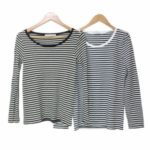 【中古】イエナ une petites merveille トップス ニット Tシャツ 2枚セット 長袖 ボーダー ウール コットン 白 黒 