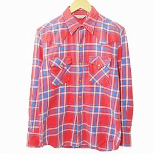 【中古】リーバイス レッドタブ Levi's RED TAB チェック柄 ウエスタン シャツ 長袖 赤 M 0328 IBO51 メンズ