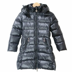 【中古】モンクレール MONCLER ダウン コート キッズ 120 女の子 6A ナイロン ジップアップ ワンポイント 黒 IBO51