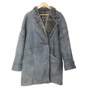 【中古】SHEARLING シープスキン ムートン コート 毛皮 ハーフ丈 11 L相当 グレー IBO51 X レディース