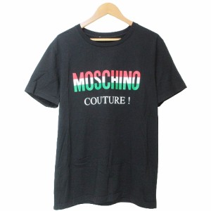 【中古】モスキーノ MOSCHINO COUTURE! 美品 ロゴ 半袖 Ｔシャツ カットソー プリント I48 日本サイズM相当 黒 IBO53 